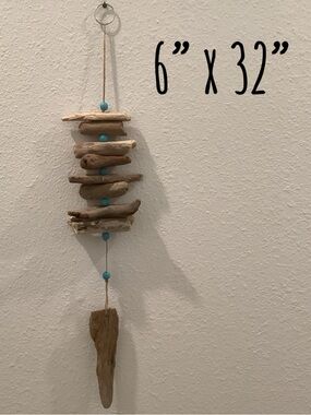 Driftwood Art,  Driftwood Beaded Mobile, Driftwood Coastal Decor, Driftwood